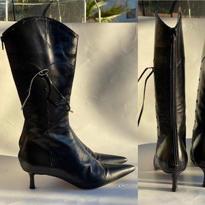 Beautiful Authentic Designers (ds) Stripes Kitten Heels Boots By a.testoni